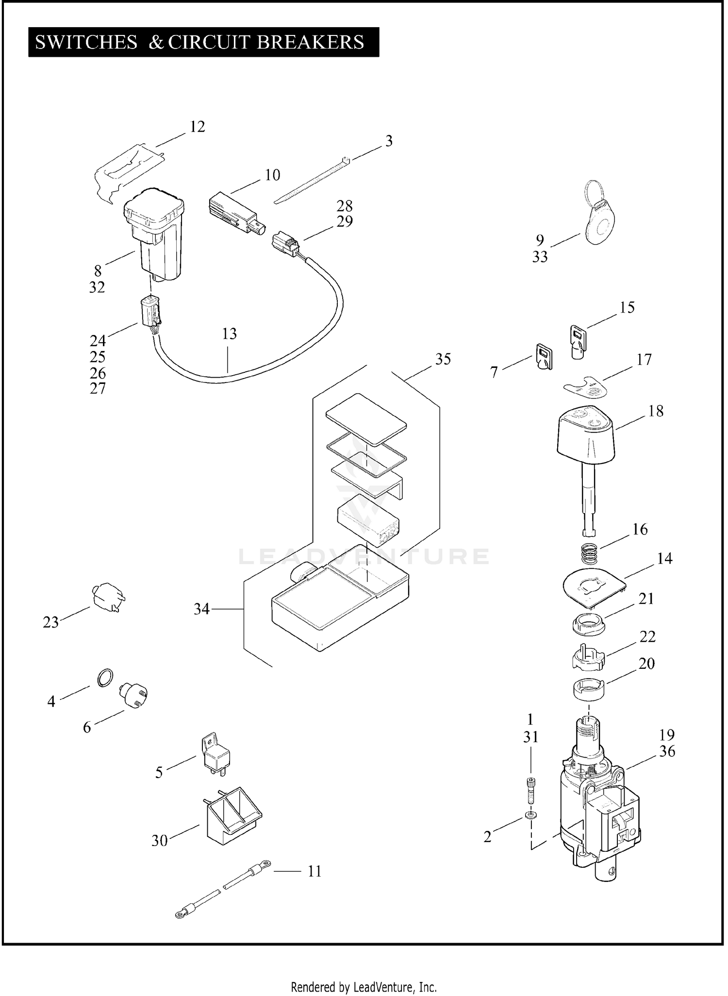 SWITCHES & CIRCUIT BREAKERS для Harley Davidson FLHT 1FV4 ELECTRA GLIDE  STANDARD 2007 г. запчасти купить, цена - OEM.Partsimport