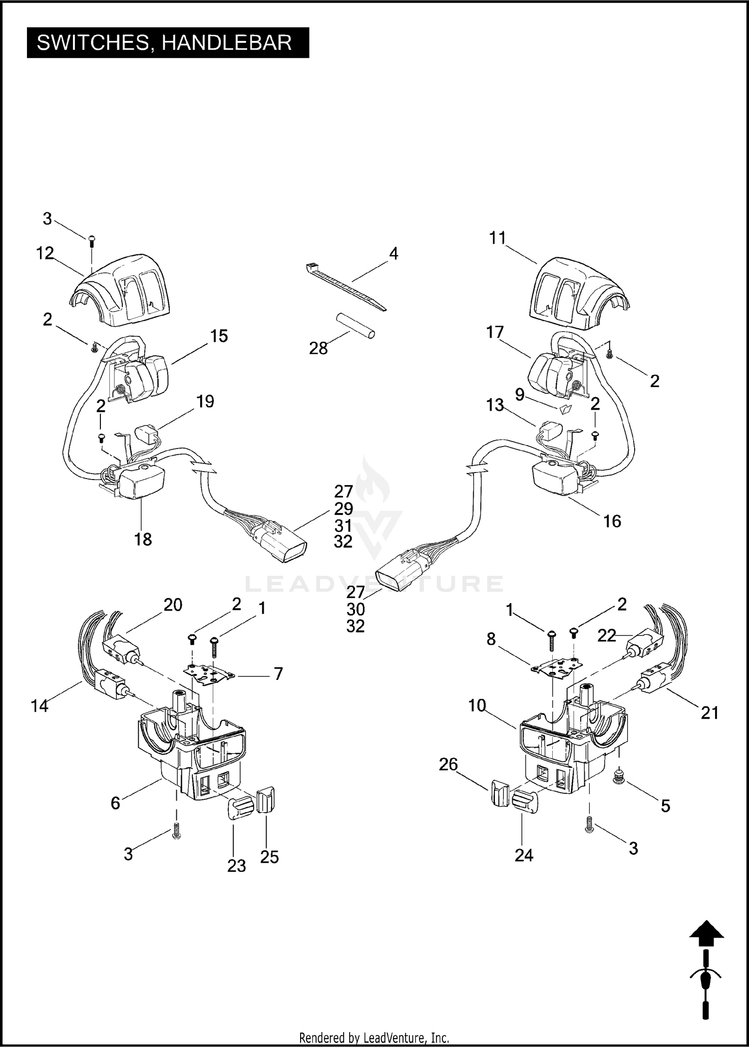 SWITCHES, HANDLEBAR для Harley Davidson FLHTCUSE7 1PR8 CVO ULTRA CLASSIC  2012 г. запчасти купить, цена - OEM.Partsimport