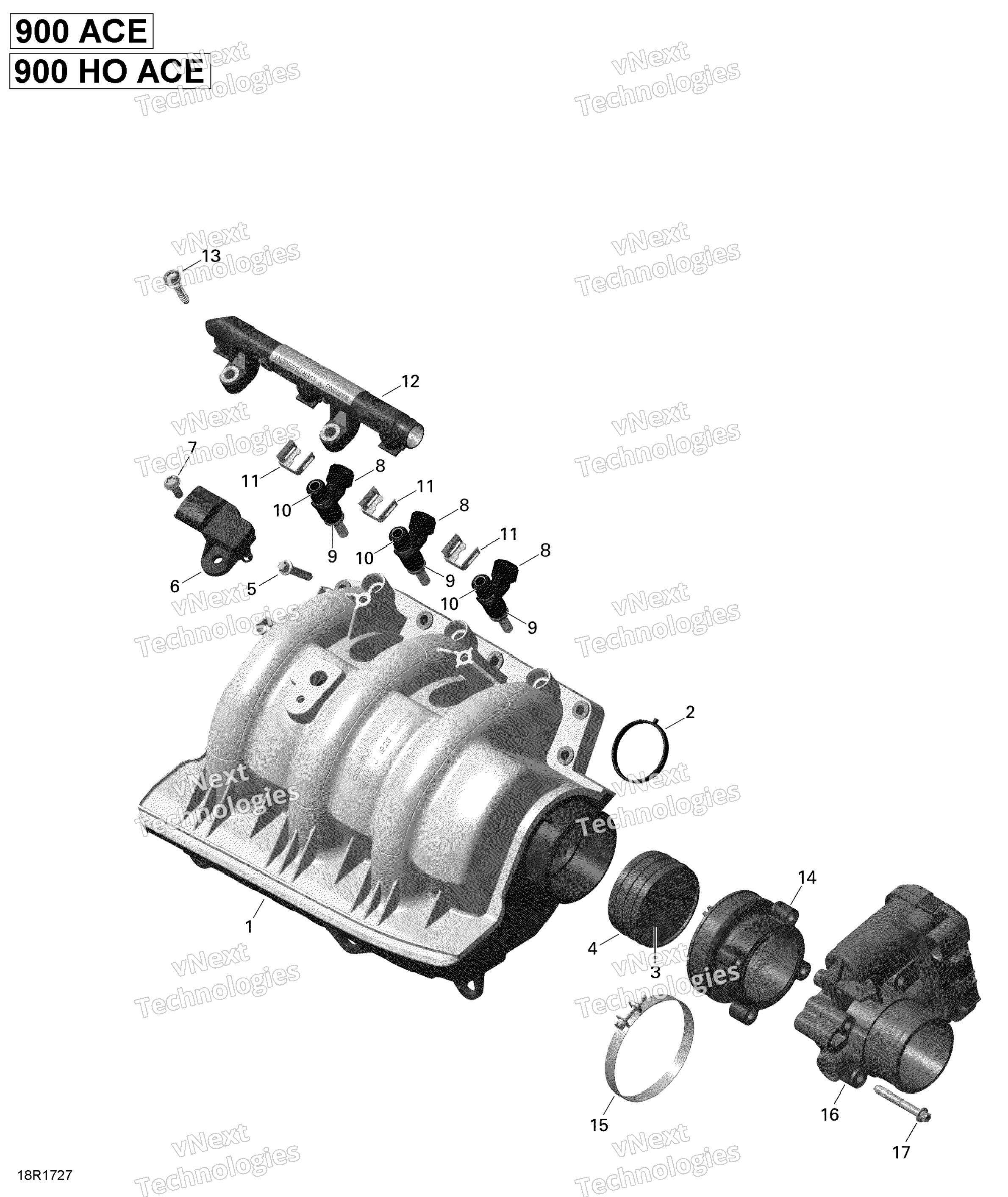 Air Intake Manifold and Throttle Body - 900-900 HO ACE для Sea-Doo SPARK  TRIXX 2018 г. запчасти купить, цена - OEM.Partsimport