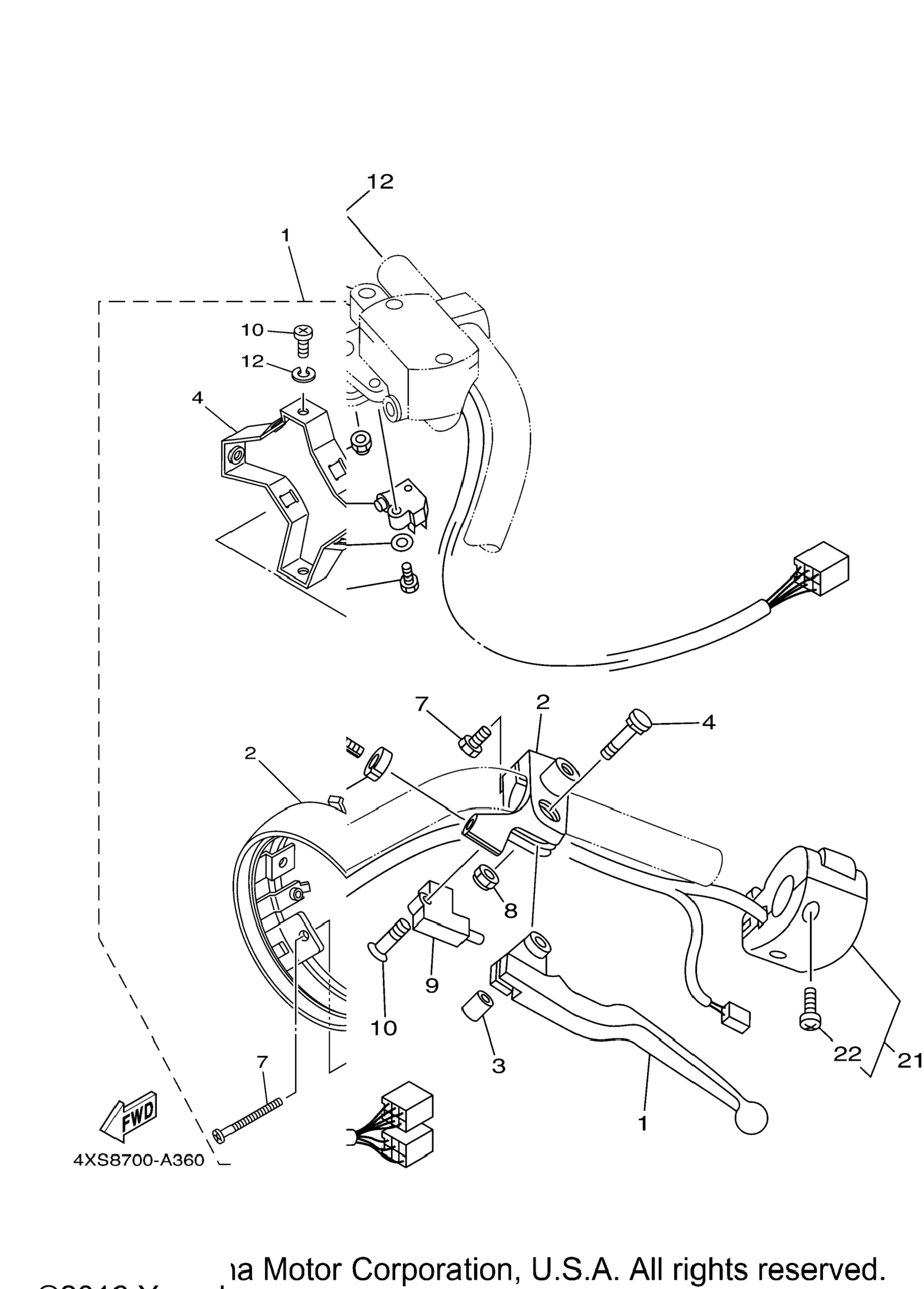 Handle Switch Lever для Yamaha V-STAR 1100 CUSTOM (XVS1100P) 2002 г.  запчасти купить, цена - OEM.Partsimport