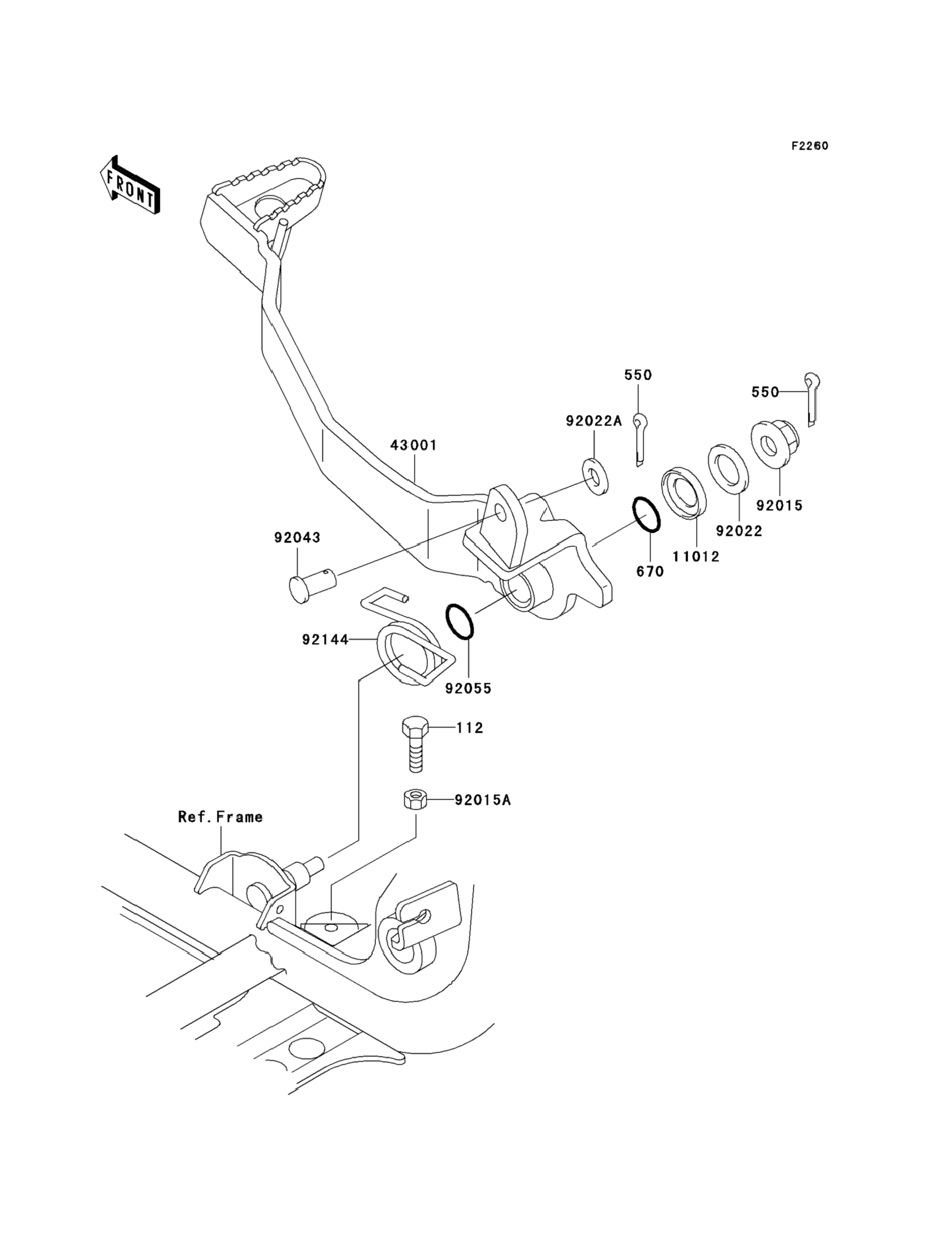 Brake Pedal для Kawasaki PRAIRIE 300 (KVF300-B2) 2000 г. запчасти купить,  цена - OEM.Partsimport