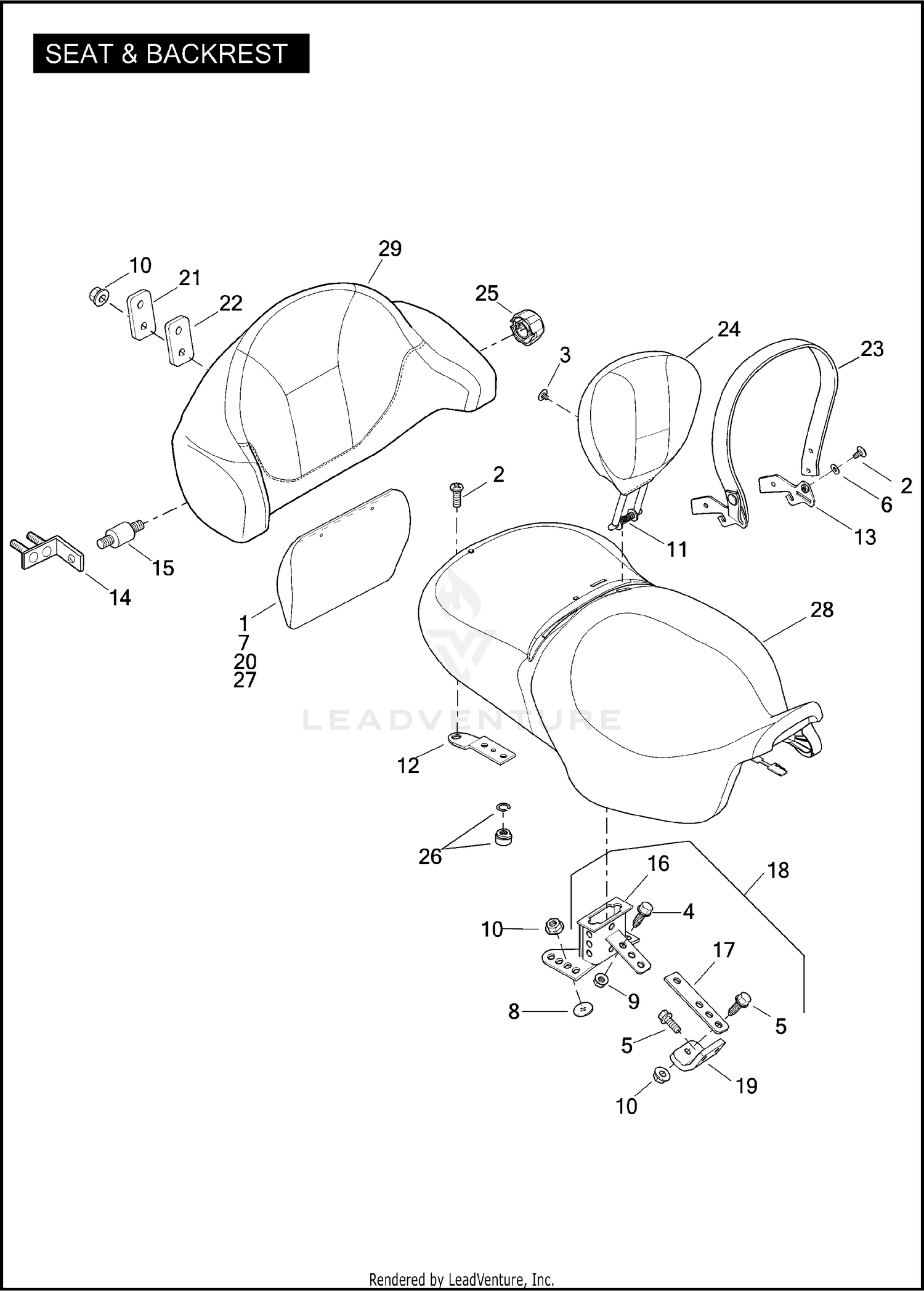 SEAT & BACKREST для Harley Davidson FLHTCUSE7 1PR8 CVO ULTRA CLASSIC 2012  г. запчасти купить, цена - OEM.Partsimport