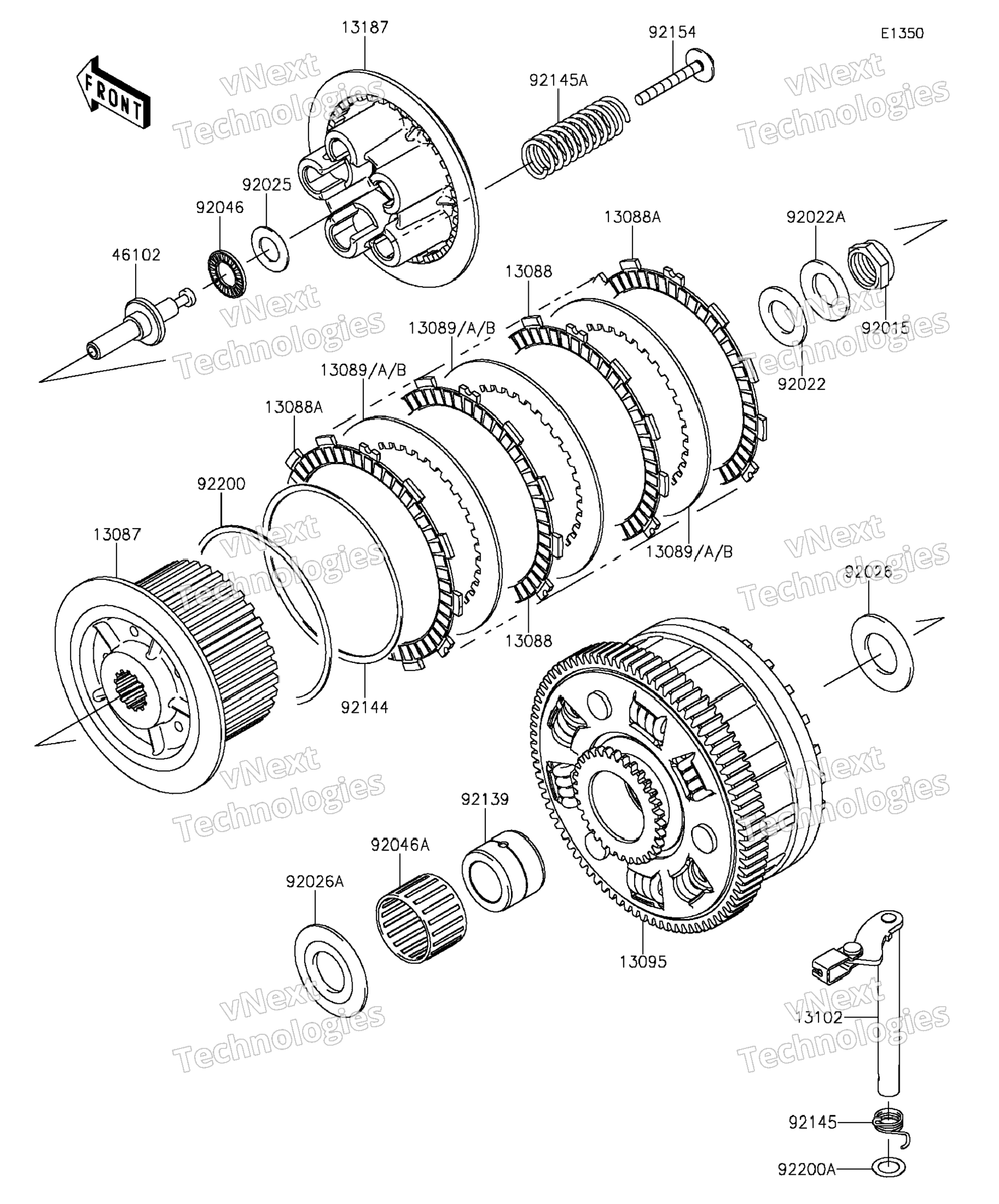 Clutch(GEF∼GFF) для Kawasaki Z1000 ABS (ZR1000GGF) 2016 г. запчасти купить,  цена - OEM.Partsimport