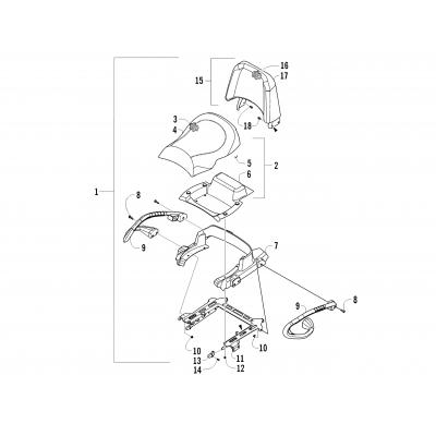 PASSENGER SEAT AND BACKREST ASSEMBLY