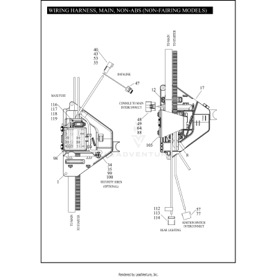 WIRING HARNESS, MAIN, NON-ABS (NON-FAIRING MODELS) (4 OF 5)