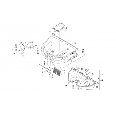 HOOD AND HEADLIGHT ASSEMBLY