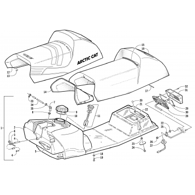 GAS TANK, SEAT, AND TAILLIGHT ASSEMBLY