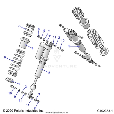 SUSPENSION, SHOCK, REAR - A20SGE95AK (C102353-1)