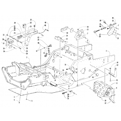 FRONT FRAME, FOOTREST, AND GUARD ASSEMBLY