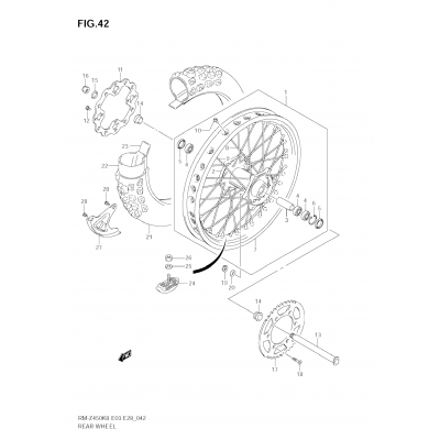 REAR WHEEL (RM-Z450 K8/K9/L0)