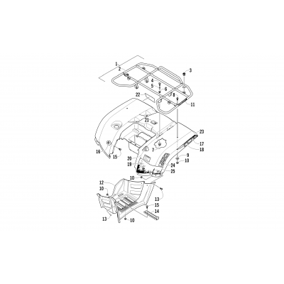 REAR RACK, BODY PANEL, AND FOOTWELL ASSEMBLIES