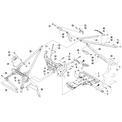 FRONT FRAME AND STEERING SUPPORT ASSEMBLY