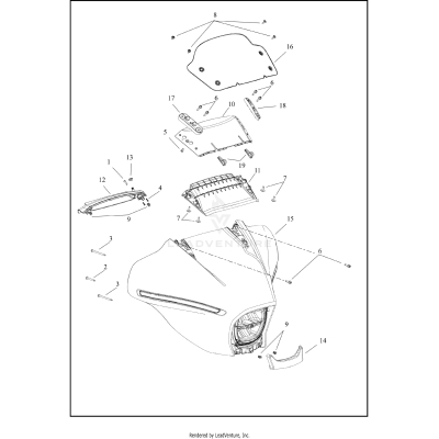 WINDSHIELD, FAIRING AND FRONT LIGHTING