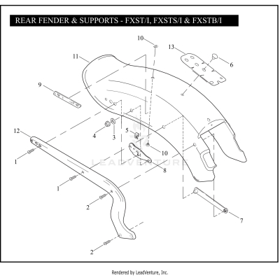 REAR FENDER & SUPPORTS - FXST/I, FXSTS/I & FXSTB/I