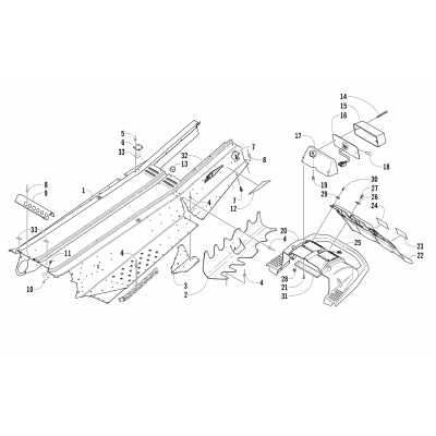 TUNNEL, REAR BUMPER, AND TAILLIGHT ASSEMBLY