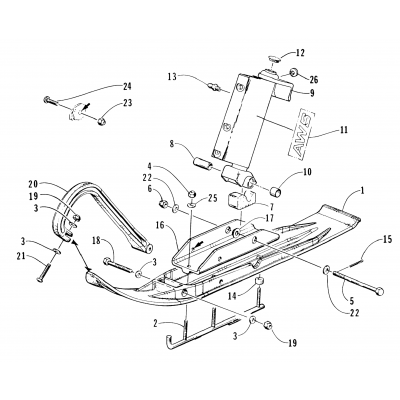 SKI AND SPINDLE ASSEMBLY