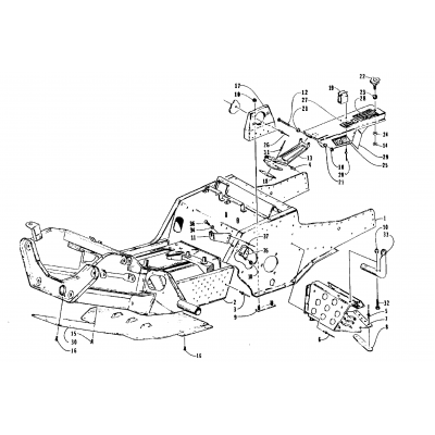 FRONT FRAME, BELLY PAN AND FOOTREST ASSEMBLY