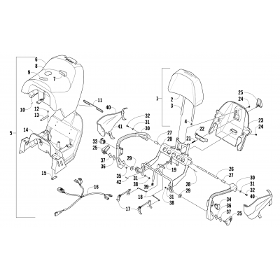 PASSENGER SEAT AND BACKREST ASSEMBLY