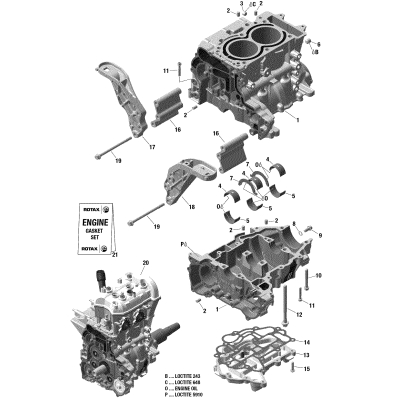 01 ROTAX - Engine - Crankcase - 600 ACE
