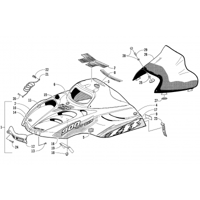 HOOD AND WINDSHIELD ASSEMBLY