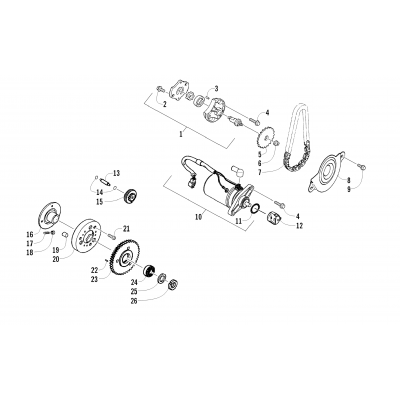 STARTER MOTOR AND OIL PUMP ASSEMBLY