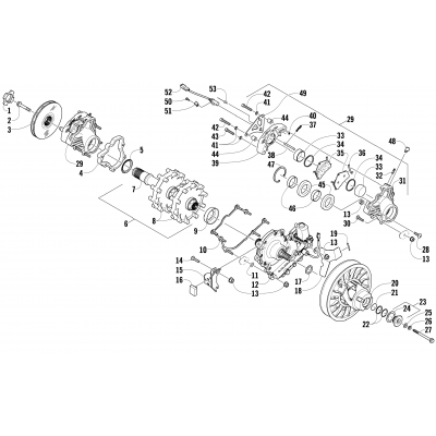 DRIVE TRAIN SHAFT AND BRAKE ASSEMBLIES