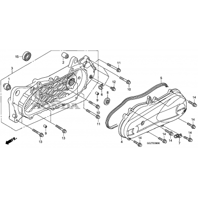 SWINGARM / LEFT CRANKCASE COVER