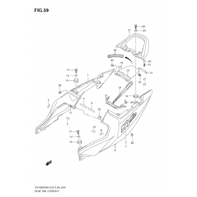 SEAT TAIL COVER (SV1000K6) (NOT FOR US MARKET)