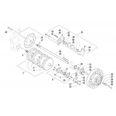 DRIVE TRAIN SHAFTS AND BRAKE ASSEMBLIES