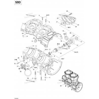 Crankcase, Water Pump And Oil Pump (593)