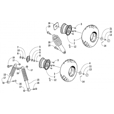 WHEEL, TIRE, AND SUSPENSION ASSEMBLY