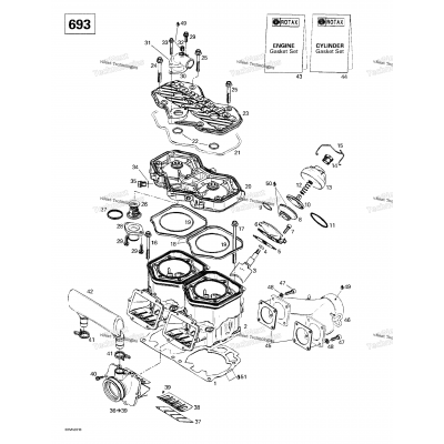 Cylinder, Exhaust Manifold, Reed Valve 2