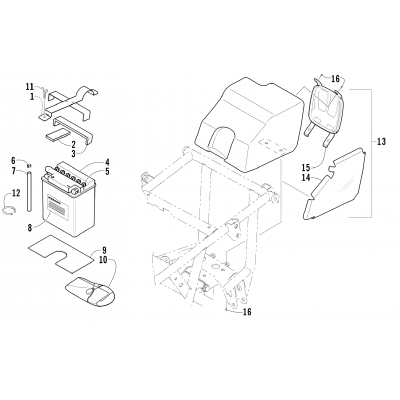 STORAGE BOX AND BATTERY ASSEMBLY