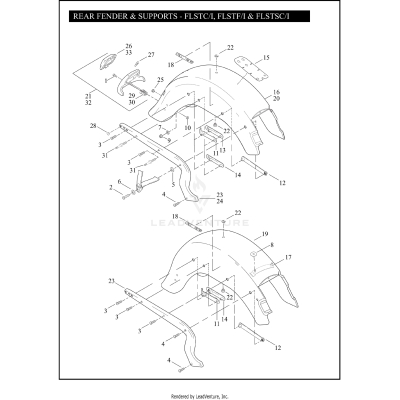 REAR FENDER & SUPPORTS - FLSTC/I, FLSTF/I & FLSTSC/I