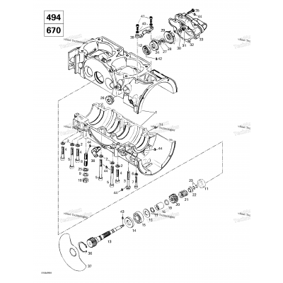 Crankcase, Rotary Valve, Water Pump (494,670)