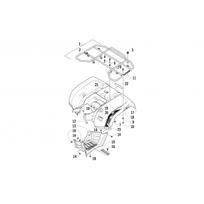 REAR RACK, BODY PANEL, AND FOOTWELL ASSEMBLIES