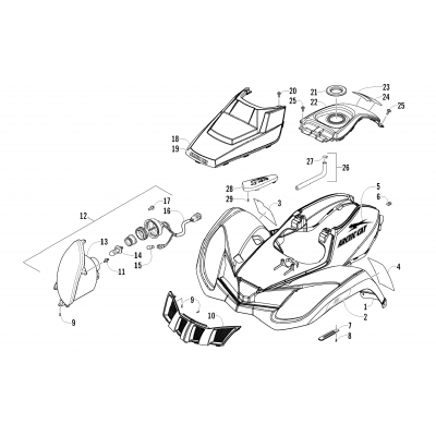 FRONT BODY AND HEADLIGHT ASSEMBLY