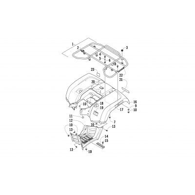 REAR RACK, BODY PANEL, AND FOOTWELL ASSEMBLIES