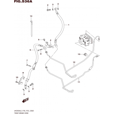 FRONT BRAKE HOSE (UH200AL6 P28)