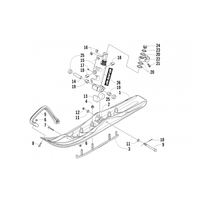 SKI AND SPINDLE ASSEMBLY