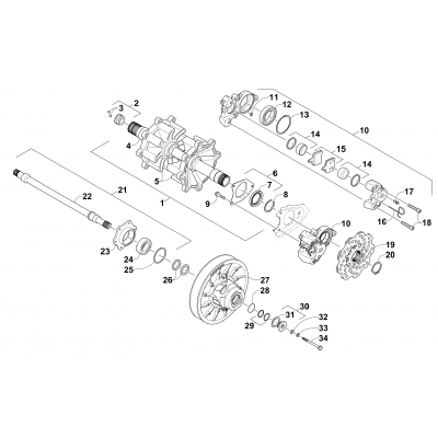 DRIVE TRAIN SHAFTS AND BRAKE ASSEMBLIES