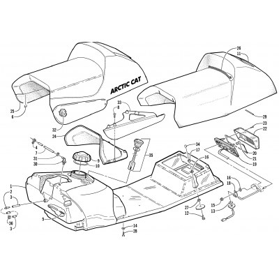 GAS TANK, SEAT, AND TAILLIGHT ASSEMBLY