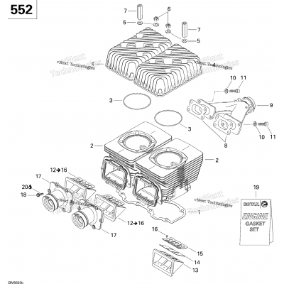 Cylinder, Exhaust Manifold And Reed Valve 552