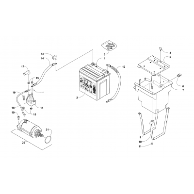 BATTERY AND STARTER MOTOR ASSEMBLY