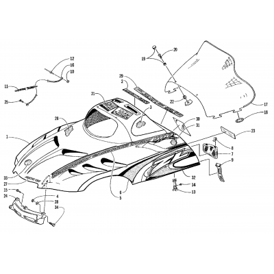 HOOD AND WINDSHIELD ASSEMBLY