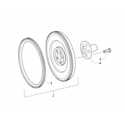 FLYWHEEL AND CROWN GEAR ASSEMBLY