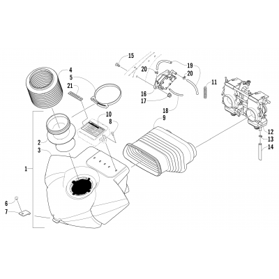 AIR SILENCER, CARBURETOR, AND FUEL PUMP ASSEMBLY