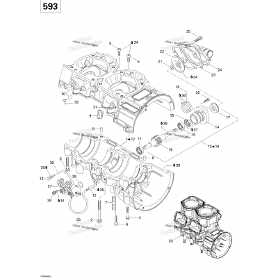 Crankcase, Water Pump And Oil Pump (593)