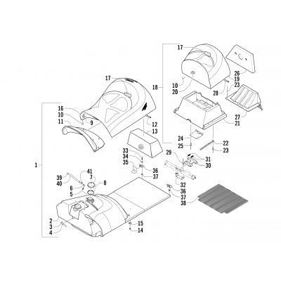 GAS TANK AND SEAT ASSEMBLY