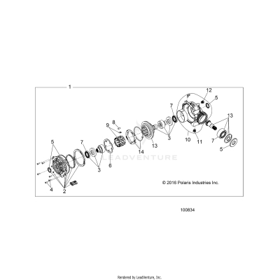 DRIVE TRAIN, FRONT GEARCASE INTERNALS - A25SGE95AT (100834)
